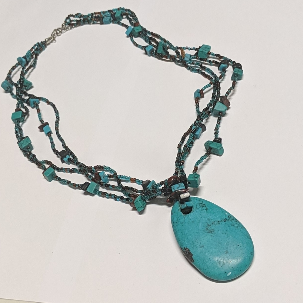 Marbled Blue Stone Pendant Necklace